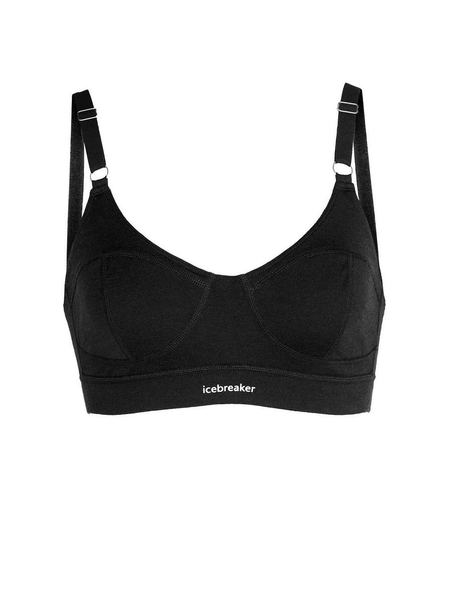 Black Women's Icebreaker Merino Queens Clasp Bras | USA 1811FDNM